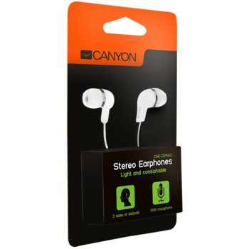 Слушалки Canyon CNE-CEPM01W, микрофон, бeли | JAR Computers Canyon CNE-CEPM01W
