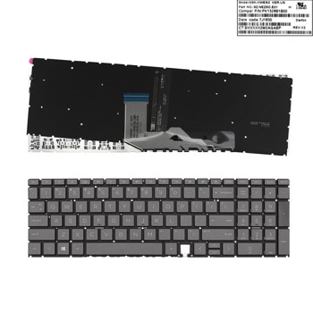 Клавиатура за лаптоп HP, съвместима със серия Envy 17-CG 17-CGXXX 15 - ED 15-EDXXX, черна, без рамка, с подсветка | JAR Computers KBD for HP Envy 17-CG 17-CGXXX 15 - ED 15-EDXXX