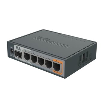 Рутер MikroTik hEX S RB760iGS, 5x 10/100/1000, 256MB RAM, 16MB Flash памет | JAR Computers Рутер MIKROTIK hEX S RB760iGS