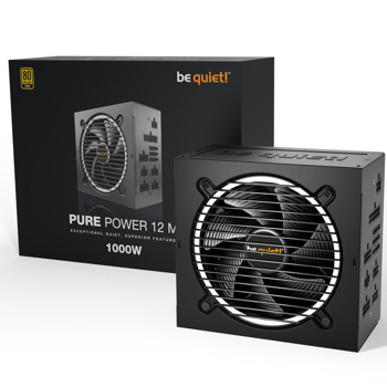 Захранване Be Quiet! PURE POWER 12 M (BN345), 1000W, Active PFC, 80+ Gold, 120mm вентилатор | JAR Computers be quiet! PURE POWER 12 M 1000W BN345