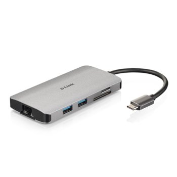 Докинг станция D-Link DUB-M810, 8 порта, 1x USB Type C(м) към HDMI(ж), 3x USB 3.0 Type-A(ж), 1x RJ-45(ж), 2x SD/microSD/SDHC/SDXC Card Reader, 1x Thunderbolt 3 image