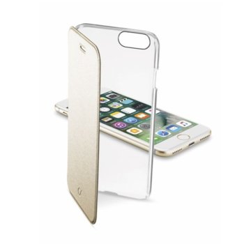 Калъф за Apple iPhone 7, отвараяем, пластмаса, Cellular Line Wallet, с прозрачен капак, златист | JAR Computers Cellular Line Clear Book