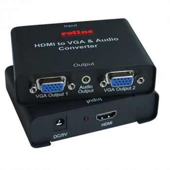 HDMI сплитер Roline 14.01.3526, от 1 HDMI(ж) към 2x VGA(ж), 1080P | JAR Computers Roline 14.01.3526