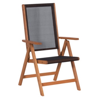 Градински стол Carmen Sven, до 100кг. макс тегло, дърво, дървена база, 5 степени за наклон, черен image