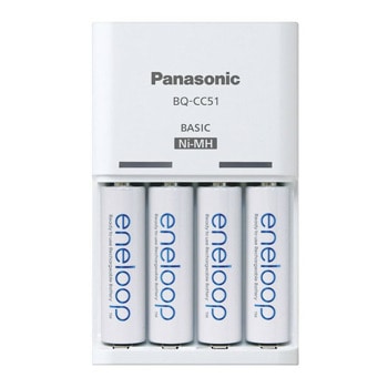 Зарядно устройство Panasonic Eneloop BQ-CC51 (K-KJ51MCD40E), за 4бр. батерии AA и AAA, с включени батерии 4x AA 2000mAh | JAR Computers Зарядно устройство Panasonic BQ-CC51 K-KJ51MCD40E
