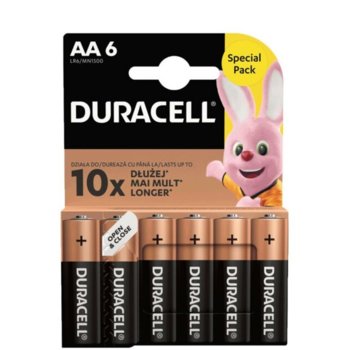 Батерии алкални Duracell AA, 1.5V, 6 бр.
