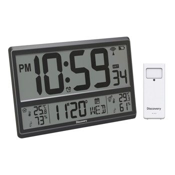 Електронна метеостанция Discovery Report WA50 (78878), монохромен LCD дисплей, термометър, влагомер, часовник, будилник, календар, съвместим сензор: Discovery Report WA50-S, включен 1бр. сензор, черна | JAR Computers Discovery Report WA50 78878