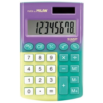 Калкулатори Milan Sunset, 8 разряден дисплей, джобен, 3 memory бутона, функция корен квадратен, автоматично изключване, различни цветове, 12 броя | JAR Computers Milan Sunset 12 бр. 2060100026