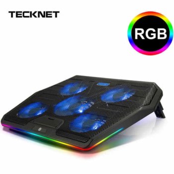 Охлаждаща поставка за лаптоп TeckNet ECP01505LA01, за лаптопи до 17" (43.18 cm), 2x USB, подсветка, черна | JAR Computers TeckNet ECP01505LA01