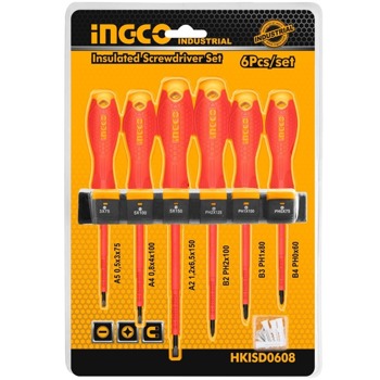 Комплект изолирани отвертки 6 броя INGCO HKISD0608 | JAR Computers INGCO HKISD0608