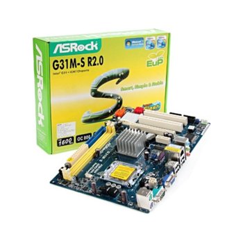 Дънна платка ASRock G31M-GS R2.0, G31, S775, DDR2, VGA+PCI-E, SB5.1, Lan1000, SATA, mATX | JAR Computers ASRock G31M-GS R2.0