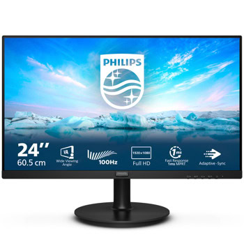 Монитор Philips 241V8LAB/00, 23.8" (60.45cm) VA панел, 100Hz, Full HD, 4ms, Mega Infinity DCR, 250cd/m2, HDMI, VGA | JAR Computers Philips 241V8LAB