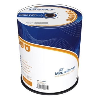 Оптичен носител DVD+R, 4.7GB, Media Range, 16 x, 100 бр | JAR Computers DVD+R 4.7GB 16x