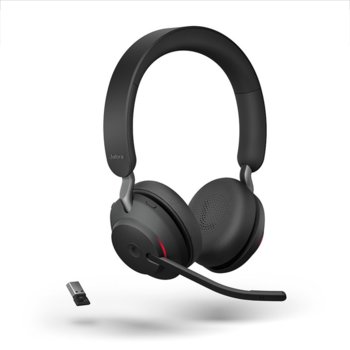 Слушалки Jabra Evolve2 65 MS Stereo, безжични, микрофон, за работа с Microsoft Teams, шумоизолиращ дизайн, светлинна индикация за заетост, Bluetooth, USB Type-A, черни | JAR Computers Jabra Evolve2 65 MS Stereo USB-A 26599-999-999