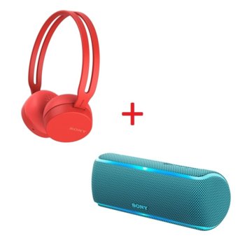 Комплект Sony WH-CH400 Red + SRS-XB21 Blue