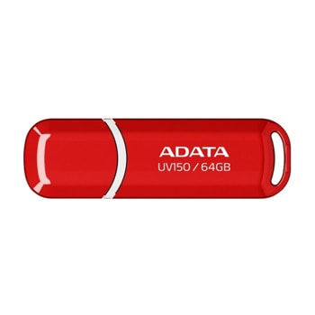 Памет 64GB USB Flash Drive, А-Data UV150, USB 3.0, червена | JAR Computers Adata 64GB UV150 AUV150-64G-RRD