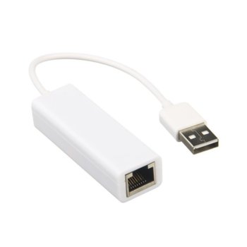 Мрежови адаптер, от USB 2.0 Type A(м) към RJ-45(ж), бял | JAR Computers USB LAN Card