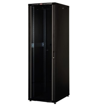 Комуникационен шкаф Lande LN-CK42U6080-BL-121, 19", 42U, 600 x 800 мм, стъклена врата, LCD термометър, черен | JAR Computers Lande LN-CK42U6080-BL-121