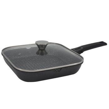 Грил тиган Zephyr ZP 4320 30NC, алуминий, мраморно покритие, 28cm диаметър, дълбочина 5.5cm, капак, черен | JAR Computers Zephyr ZP 4316 28NC