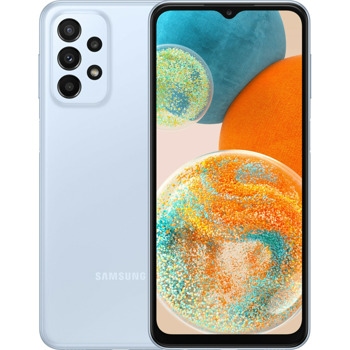 Смартфон Samsung Galaxy A23 5G (син)(SM-A236BLBUEUE), поддържа 2 sim карти, 6.6" (16.76 cm) дисплей, осемядрен Snapdragon 695 5G 2.2 GHz, 4GB RAM, 64GB Flash памет (+ microSD слот), 50.0 + 5.0 + 2.0 + 2.0 & 8.0 MPix камера, Android, 197g image