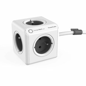Разклонител DesignNest PowerCube Extended 1300GY, 5 гнезда, тип "куб", 1.5m кабел, черен | JAR Computers DesignNest PowerCube Extended 1300GY