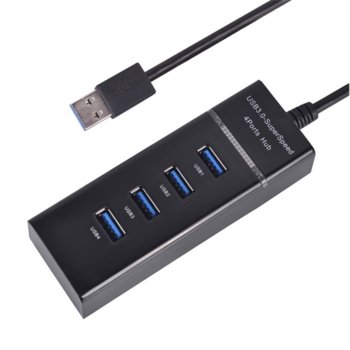 USB Хъб H303, 4 порта, от USB Type-A към 4x USB 3.0 Type-A, черен | JAR Computers USB HUB 3.0 4 ports / H303