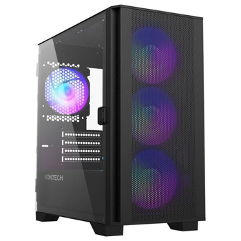 Кутия Montech AIR 100 ARGB, mATX/Mini ITX, 2x USB 3.0, прозорец, черна, без захранване | JAR Computers Montech AIR 100 ARGB, TG, Micro-ATX Черна