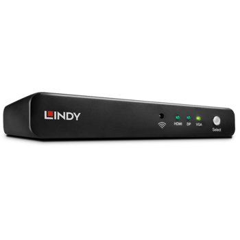 Видео превключвател Lindy LNY-38272, от HDMI/DisplayPort/VGA/3.5mm jack(ж) към 1x HDMI(ж), 3840x2160p@60Hz, черен | JAR Computers LINDY 38272 превключвател VGA DP HDMI към HDMI