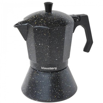 Кубинска кафеварка Klausberg KB 7160, 9 чаши, 450 мл. вместимост, топлоустойчива дръжка, алуминиев корпус, черно мраморно покритие, вграден предпазен клапан, черна | JAR Computers Klausberg KB 7160