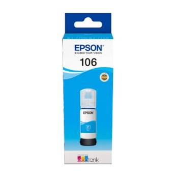 Мастило за Epson EcoTank ET-7750, ET-7700, Cyan - C13T00R240 - Epson - Заб.: 5000 к, 70 ml. | JAR Computers Epson 106 EcoTank Cyan ink bottle C13T00R240