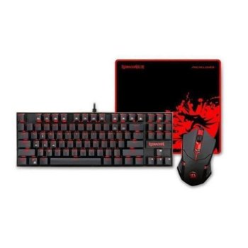 Комплект клавиатура, мишка и подложка Redragon Gaming Essentials 3 in 1 V2 (K552-BA-2), 3200 DPI, механична, USB, подсветка, черни image