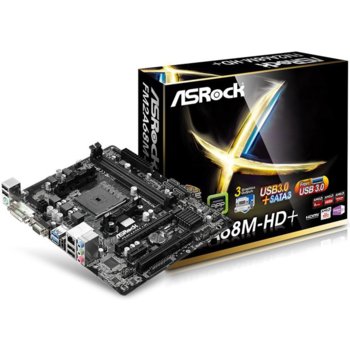 Дънна платка ASRock FM2A68M-HD+, FM2(+)(до 95W), DDR3, PCI-E 3.0 (HDMI&DVI), SB5.1, Lan1000, 4x SATA 6Gb/s RAID 0,1,10, 2x USB3.0, mATX | JAR Computers ASRock AFM2A68M-HD+