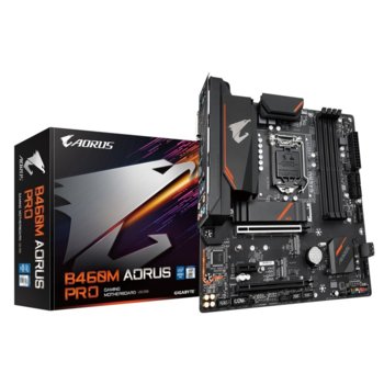 Дънна платка Gigabyte B460M AORUS PRO Rev 1.0, B460, LGA1200, DDR4, PCI-E 3.0(DP/HDMI/DVI), 6x SATA 6Gb/s, 2x M.2 socket, 1x USB 3.2 Gen1 Type C, 3x USB 3.2 Gen1 Type A, micro-ATX, RGB Fusion 2.0 подсветка | JAR Computers Gigabyte B460M AORUS PRO Rev 1.0