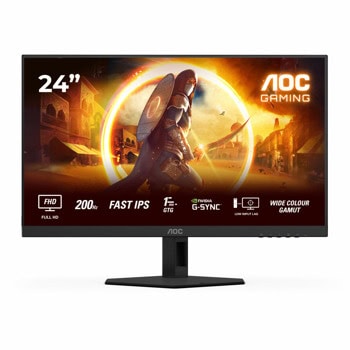 Монитор AOC 24G4HRE, 23.8" (60.45cm) IPS панел, 200Hz, Full HD, 0.5ms, 1000:1, 300 cd/m2, DisplayPort, HDMI | JAR Computers AOC 24G4HRE