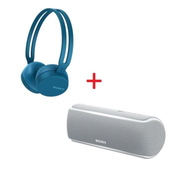 Комплект Sony WH-CH400 Blue + SRS-XB21 White