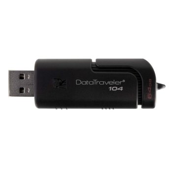 Памет 64GB USB Flash Drive, Kingston DataTravaler 104, USB 2.0, черен | JAR Computers Kingston DataTraveler 104 64GB DT104/64GB