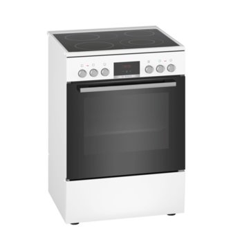 Готварска печка Bosch HKR39C220, 4 нагревателни зони, 66 л. обем на фурната, EcoClean покритие, LED-Display, 7 начина на нагряване, бяла | JAR Computers Bosch HKR39C220