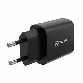 Зарядно устройство Tellur TLL151411, от контакт към 1x USB-C(ж), 12V/1.67A, 20W, Quick Charge 3.0, черно | JAR Computers Tellur TLL151411