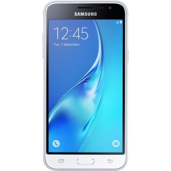 Samsung Galaxy J3 (бял), 5" (12.7 cm) Super AMOLED Display, четириядрен Exynos 3475 1.3 GHz, 1.5GB RAM, 8GB Flash памет(+microSD слот), 8 & 5 Mpix camera, Android 5.1, 138g | JAR Computers Samsung Galaxy J3 White 8GB Single Sim