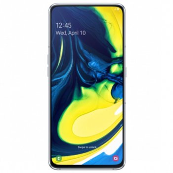 Смартфон Samsung Galaxy A80 (сребрист), поддържа 2 sim карти, 6.7" (17.01 cm) Full HD+ Super AMOLED дисплей, осемядрен Qualcomm SDM730 Snapdragon 730 2.2GHz, 1.8GHz, 8GB RAM, 128GB ROM, 48 + 8 + HQVGA MPix, Android 9.0 | JAR Computers Samsung SM-A805F Galaxy A80 128GB DS Silver
