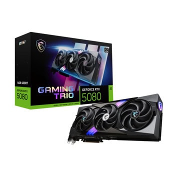 Видео карта Nvidia GF RTX 5080, 16GB, MSI GAMING TRIO, PCI-E 5.0, GDDR7, 256-bit, DisplayPort, HDMI | JAR Computers MSI GeForce RTX 5080 16G GAMING TRIO