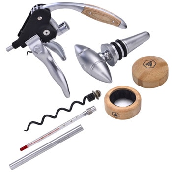 Комплект за вино Laguiole 40268582, тирбушон, тапа, капкоуловител, фолиорезачка, термометър, черен | JAR Computers Laguiole 40268582