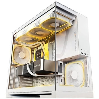Кутия Geometric Future Model 5, EATX/ATX/microATX/Mini-ITX, 1x USB 3.2 Gen 2 Type-C, 2x USB 3.0, 5x ARGB 140mm вентилатора, с прозорец, бяла, без захранване | JAR Computers Geometric Future Model 5 White 5x fans GEO-M5F-W