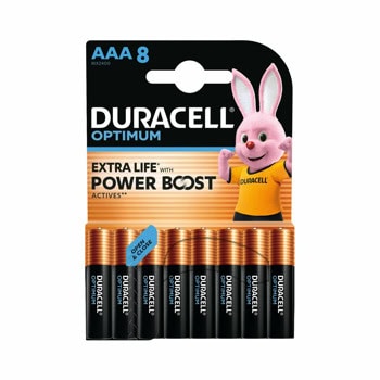Батерии алкални Duracell Optimum, AAA, LR03, 1.5V, 8бр. | JAR Computers Duracell AAA 5000394158962