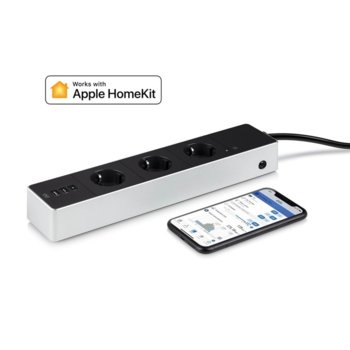 Смарт разклонител Eve Energy Strip, 3 гнезда, 230 V, Schuko защита, WiFi, черен | JAR Computers Eve Energy Strip