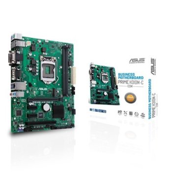 Дънна платка Asus PRIME H310M-C/CSM, H310, LGA1151, DDR4, PCI-Е 3.0/2.0(DVI-D&RGB), 4x SATA 6Gb/s, 1x M.2 Socket, 2x USB 3.1 (Gen 1), uATX | JAR Computers Asus PRIME H310M-C/CSM