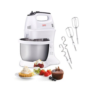 Миксер Tefal HT312138, 300 W, 5 степени на работа, с турбо, бъркалки за тесто, бял | JAR Computers Tefal HT312138