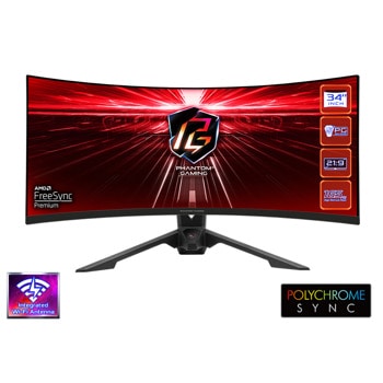 Монитор ASRock PG34WQ15R3A, 34" (86.36cm), VA панел, 165Hz, UHD, 1ms, 550cd/m2, DP, HDMI, 3.5mm жак, Wi-Fi | JAR Computers Монитор ASRock PG34WQ15R3A