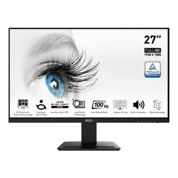 Монитор MSI PRO MP273A (9S6-3PB4CH-060), 27" (68.58 cm) IPS панел, 100Hz, Full HD, 1ms, 1000:1, DisplayPort, HDMI, VGA | JAR Computers Монитор MSI PRO MP273A 9S6-3PB4CH-060