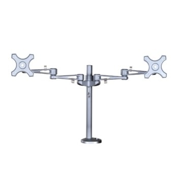 Стойка за монитор NewStar FPMA-D935DG, за плот, за екрани от 10" до 27", VESA до 100 x 100, макс. тегло до 6кг., регулируема, за 2 бр. монитора, сребриста | JAR Computers NewStar FPMA-D935DG